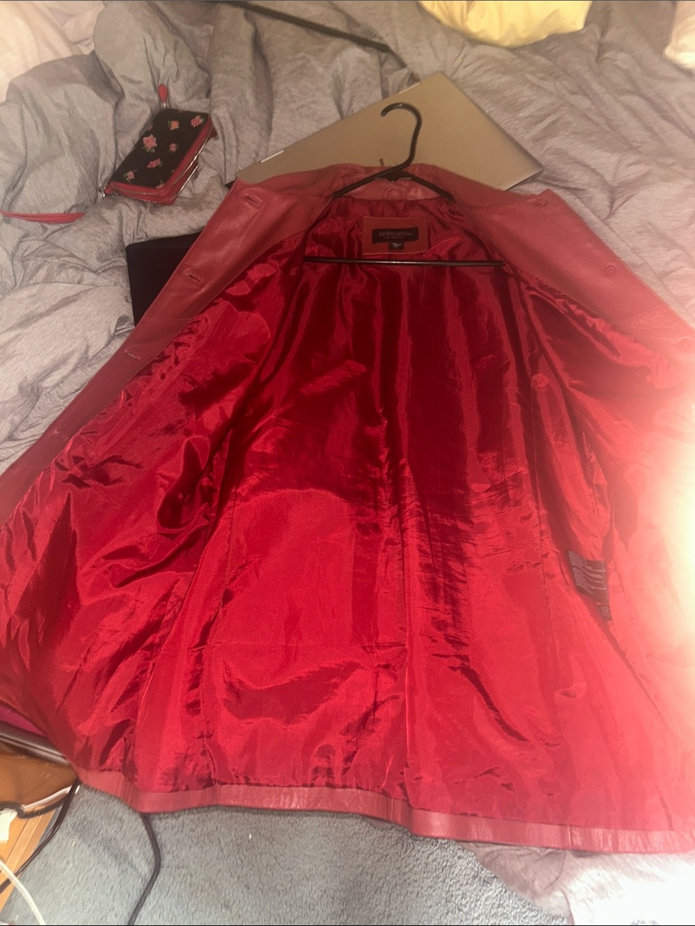 Bernardo Red Leather Trench Coat - Picture 5 of 5